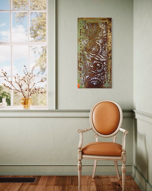 Green Abstract Waves 18.5"36"