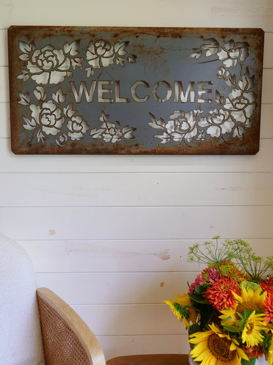 Welcome - Grey 18.5"x36"