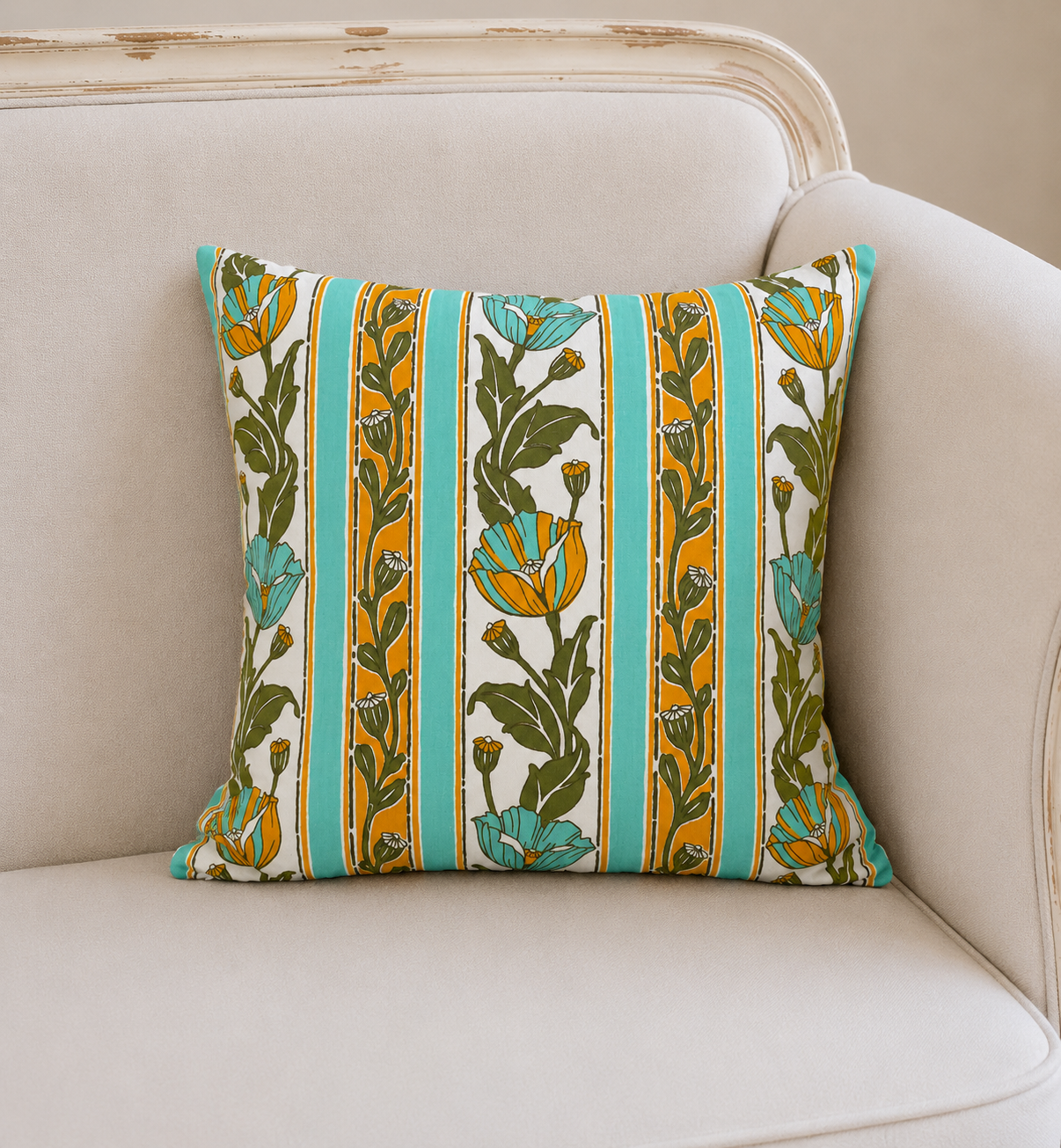 Poppy Stripe - (Schumacher) (18"x18")